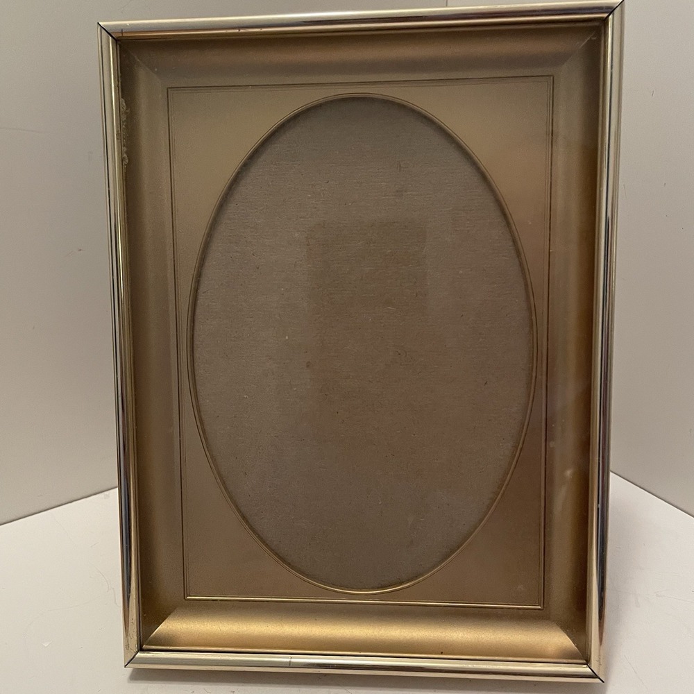 Vintage Mid-Century Shadow Box Photo Frame 5x7 Oval Mat Insert Hollywood Regency